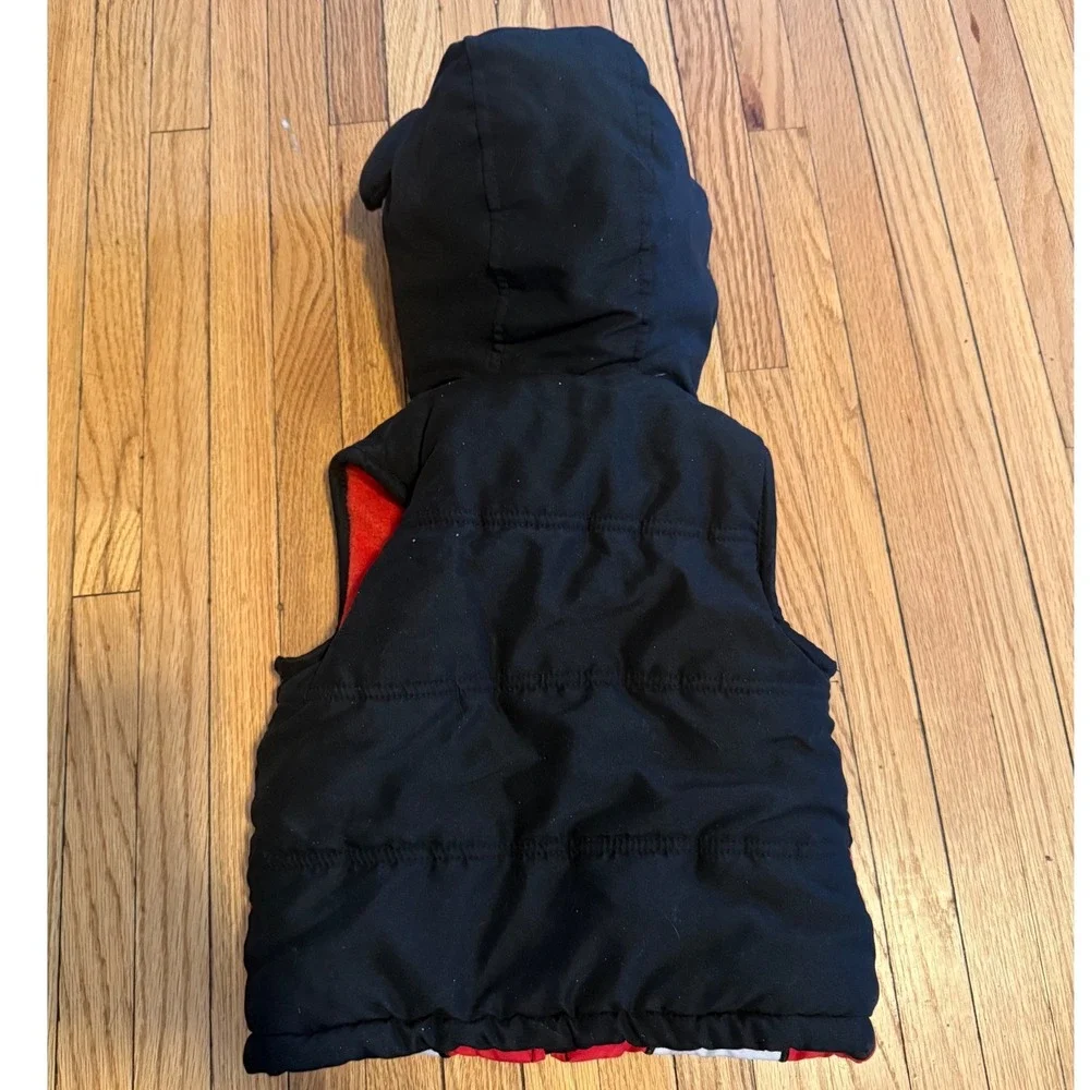 Disney‎ Mickey Mouse Baby Toddler Vest Hooded Ears Black Red Size 3T